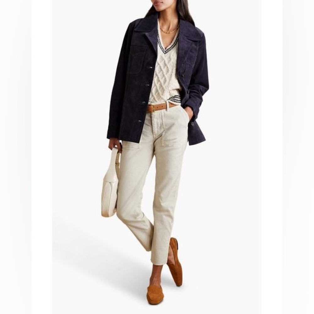 Nili Lotan
Women's White Jenna Cropped Cotton-blend Corduroy Slim-leg Pants